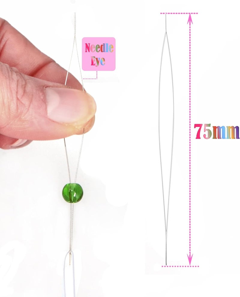 LPBeads 12 Rolls 0.8mm Elastic Stretchy String Cord for Bracelet Jewelry Making with Beading Needles and Ruler - Image 4